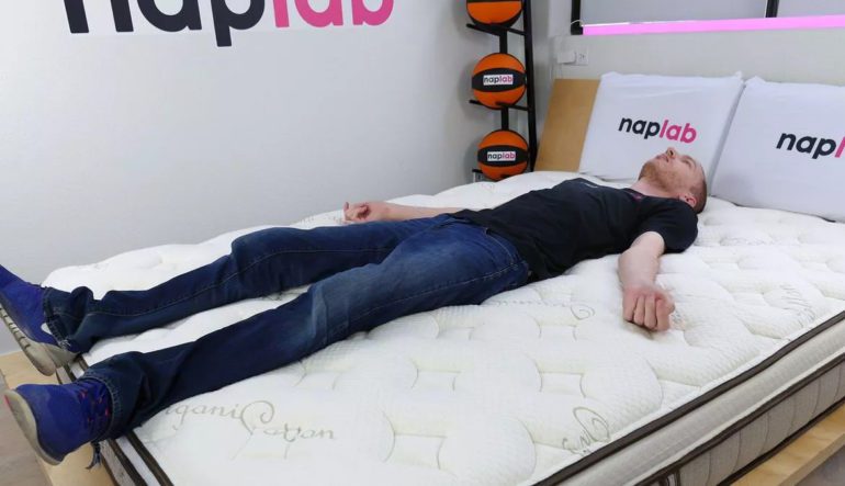 Derek Hales testing a Mattress at Naplab